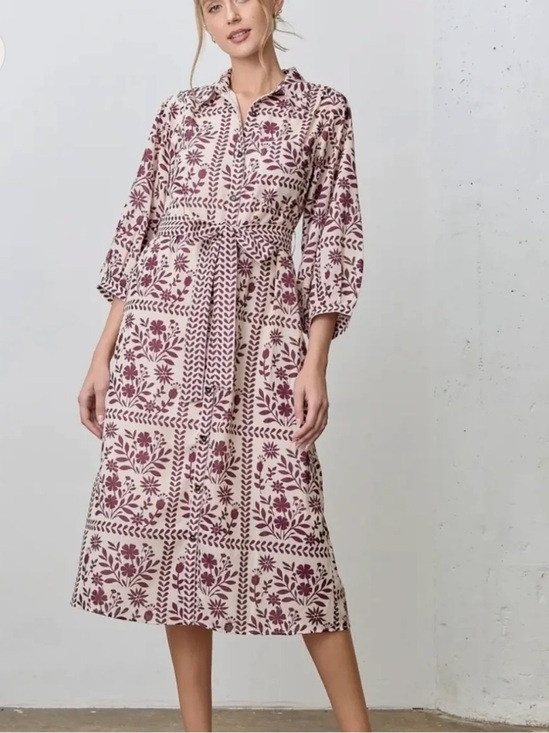 Polagram Dresses & Skirts - NWT ⛱️Polagram - Cream Elara Floral Print Button-Down Midi Dress - 1X